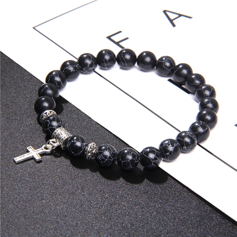 Natural Black Onyx Beads Bracelet