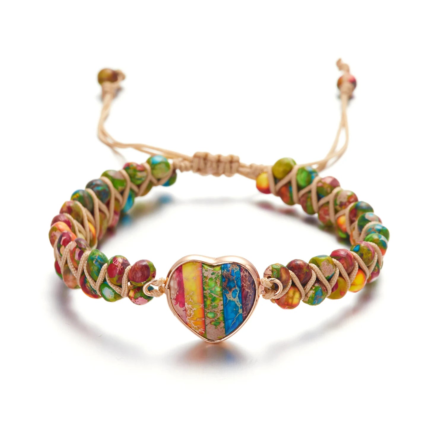Natural Stone Beads Heart Bracelet